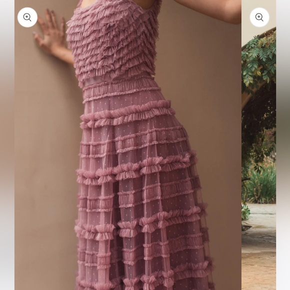 MAC DUGGAL Ruffle Cap Sleeve Embellished Tiered Gown - Picture 7 of 16